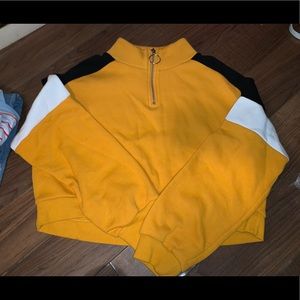 yellow half zip sweater